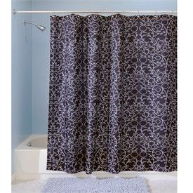 Modern Shower Curtain   Twigz Black and White Scroll Fabric Shower Curtain by Interdesign