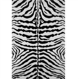 Zebra Skin White and Black Rug by L.A. Rug Inc.