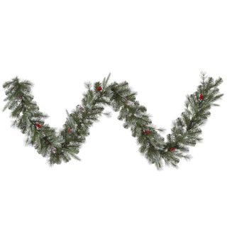 Vickerman 9 ft. Pre Lit Frosted Pine Berry Garland   Christmas Garland