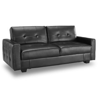 Juliet Faux Leather Convertible Sofa with Pillows   Black   Sofas