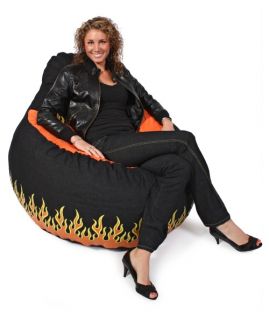 Harley Davidson Flaming Foam Bean Bag Chair   Video Game Chairs