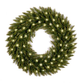 24 in. Dunhill Fir Pre lit Wreath   Clear Lights   Christmas Wreaths