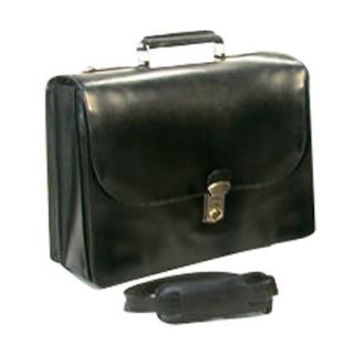 Bond Street Ltd Key Locking Leather Flapover Executive Case with Computer Slot   Black   Computer Laptop Bags