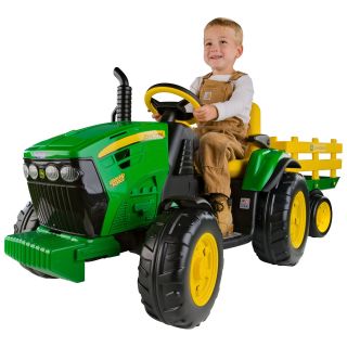 Peg Perego John Deere Battery Powered Ground Force Tractor with Trailer   Battery Powered Riding Toys
