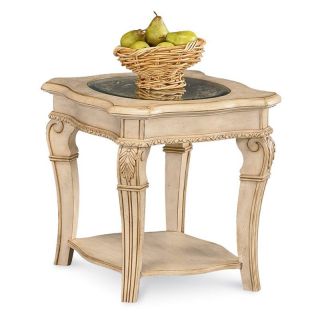 Wynwood Cordoba End Table with Glass Top   Antiguo Blanco   End Tables