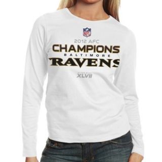 Baltimore Ravens 2012 AFC Conference Champions Trophy Womens Long Sleeve T Shirt   White