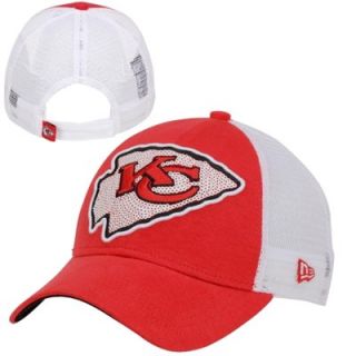 New Era Kansas City Chiefs Womens 9FORTY Sequin Shimmer Adjustable Hat   Red/White