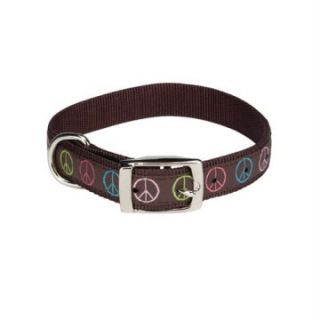 East Side Collection Peace Sign Dog Collar   Brown   Dog Collars