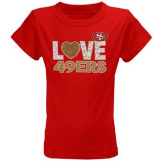 San Francisco 49ers Youth Girls Feel the Love T Shirt   Scarlet