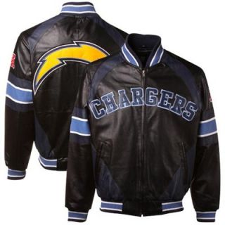 San Diego Chargers Black Navy Blue Elite Varsity Full Zip Leather Jacket