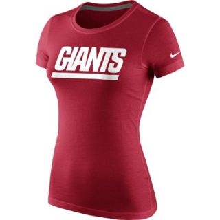 Nike New York Giants Ladies Wordmark Crew T Shirt   Red