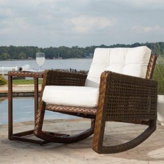 Panama Jack St. Barths Rocking Chair with Cushion   Brown Pine with Viro Fiber   Outdoor Lounge Chairs