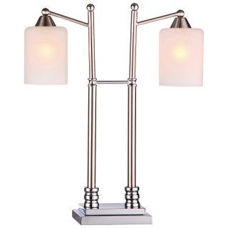 Savion M1455/123 Twin Frosted Glass Lantern Metal Table Lamp   Desk Lamps