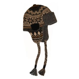 MUK LUKS Traditional Knit Button Mens Top Trapper Hat   Grey Heather Sherpa   Hats and Earmuffs