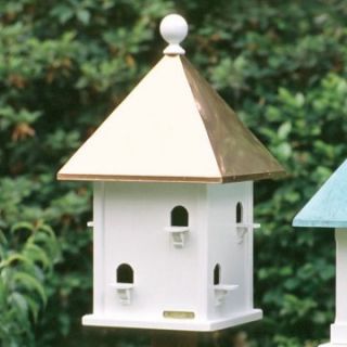 Lazy Hill Farms Polished Copper Roof Square Bird House   Bird Houses