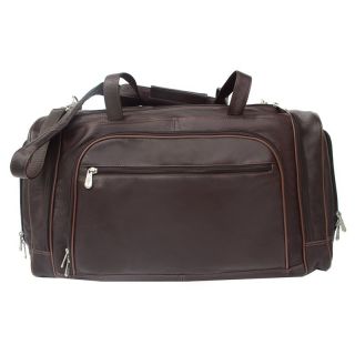 Piel Leather Multi Compartment Duffel Bag   Chocolate   Sports & Duffel Bags