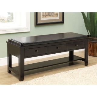 Monarch 3 Drawer Wood Storage Bench with Cushion   Cappuccino   Indoor Benches
