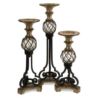 Elegante Blown Glass Candle Holders   Set of 3   Candle Holders