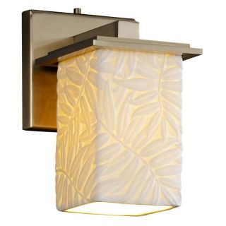 Justice Design Group POR 8671   Montana 1 Light Wall Sconce   Square with Flat Rim   Brushed Nickel with Bamboo Shade   Wall Lighting
