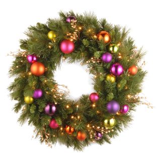 30 in. Kaleidoscope Pre Lit LED Christmas Wreath   Battery Operated   Christmas Wreaths