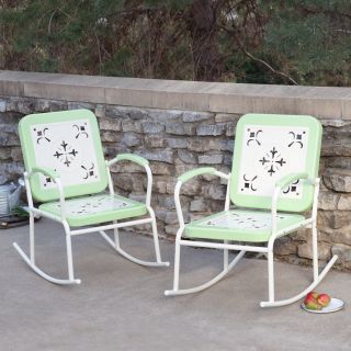 Pair of Coral Coast Paradise Cove Retro Metal Rocking Chairs   Outdoor Rocking Chairs