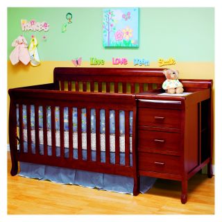 Athena Kimberly 3 in 1 Convertible Crib and Changer Combo   Cherry   Cribs