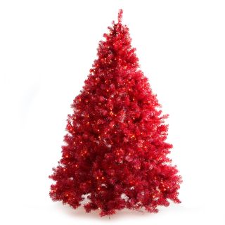 Classic Iridescent Red Full Pre lit Christmas Tree   7.5 ft.   Clear   Christmas