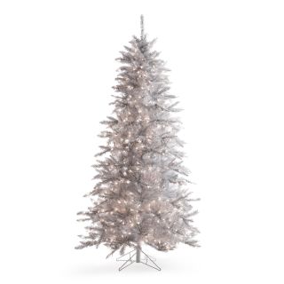 7.5 ft. Layered White and Silver Frasier Fir Prelit Christmas Tree   Christmas Trees