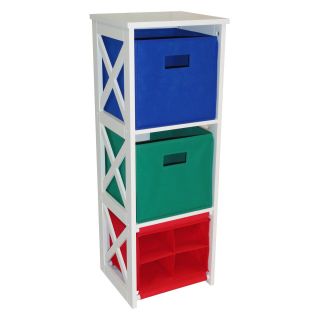 RiverRidge Kids X Frame Kids Storage with 2 Colored Bins and 4 Slot Cubby   Toy Storage