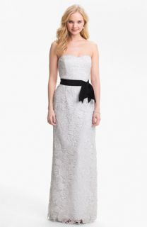 Adrianna Papell Strapless Lace Gown