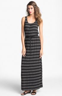 Loveappella Drawstring Stripe Maxi Dress (Petite)
