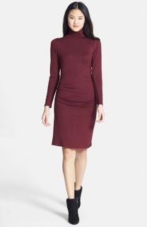 Loveappella Ruched Stretch Knit Turtleneck Dress (Petite)