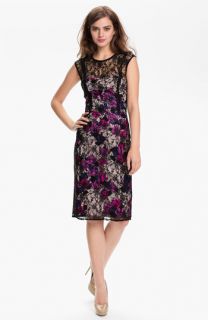 French Connection Fast Lois Lace Floral Illusion Yoke Sheath Dress