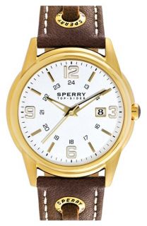 Sperry Top Sider® Preston Round Leather Strap Watch, 42mm