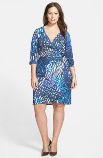 Ivy & Blu Print Faux Wrap Dress (Plus Size)
