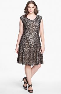 ABS by Allen Schwartz Foiled Lace Fit & Flare Dress (Plus Size)