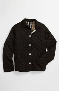 Burberry Quilted Check Trim Coat (Big Girls)