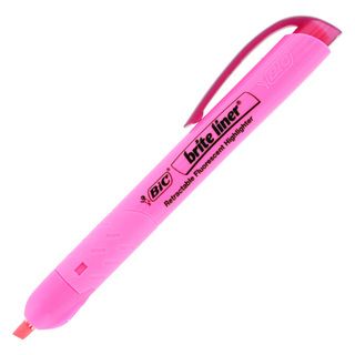 BIC Brite Liner Pink Chisel Tip Retractable Highlighter (Pack of 12) BIC Pink
