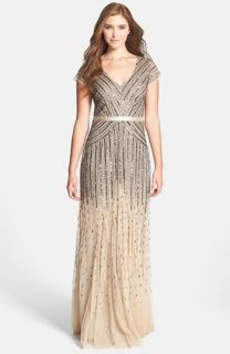 Adrianna Papell Embellished Mesh Gown (Regular & Petite)