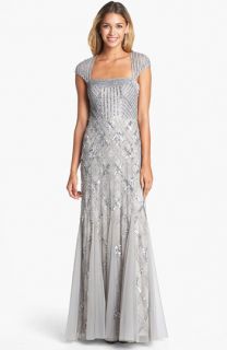 Adrianna Papell Embellished Mesh Mermaid Gown