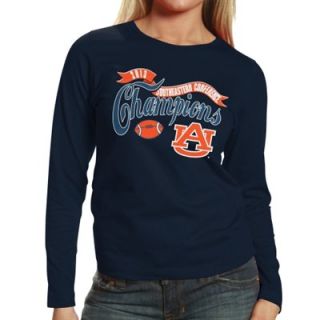Auburn Tigers 2013 SEC Football Champions Ladies Campy Banner Long Sleeve T Shirt   Navy Blue