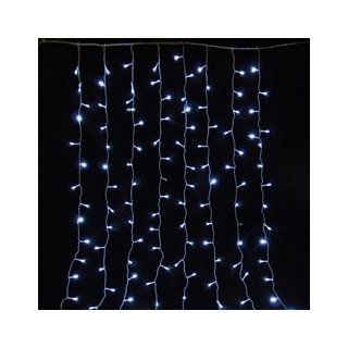 LED Curtain Lights, Silver Wire, 198 Bulbs, Multi Function, COOL WHITE Patio, Lawn & Garden