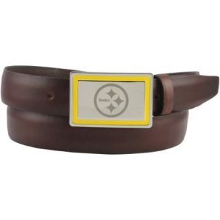 Pittsburgh Steelers Engraved Buckle Leather Belt   Brown