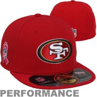 New Era San Francisco 49ers Breast Cancer Awareness On Field 59FIFTY Fitted Performance Hat   Scarlet