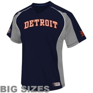 Majestic Detroit Tigers Big Sizes Cleanup Hitter V Neck T Shirt   Navy Blue