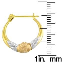 Fremada 10k Tri color Gold Flower Hoop Earrings Fremada Gold Earrings