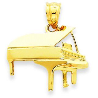 14K Yellow Gold Grand Piano Charm Music Pendant Jewelry Jewelry