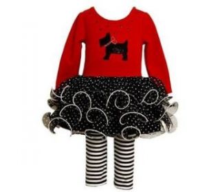 Bonnie Jean Baby Girls Scotty Dog Mesh Skirt Dress Outfit Set w/ Leggings , Red , 0 3M Clothing
