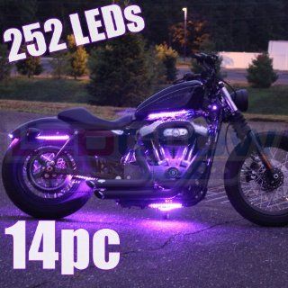14 Piece 252 LED Purple Motorcycle Lighting Kit Automotive