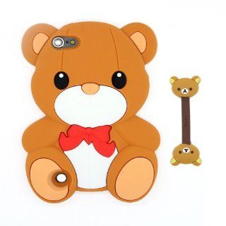Euclid+   Brown Teddy Bear Style Silicone Soft Case Cover for Apple iPod Touch iTouch 5 5g 5th 5Generation with Rilakkuma Style Anti Dust Pen   Players & Accessories